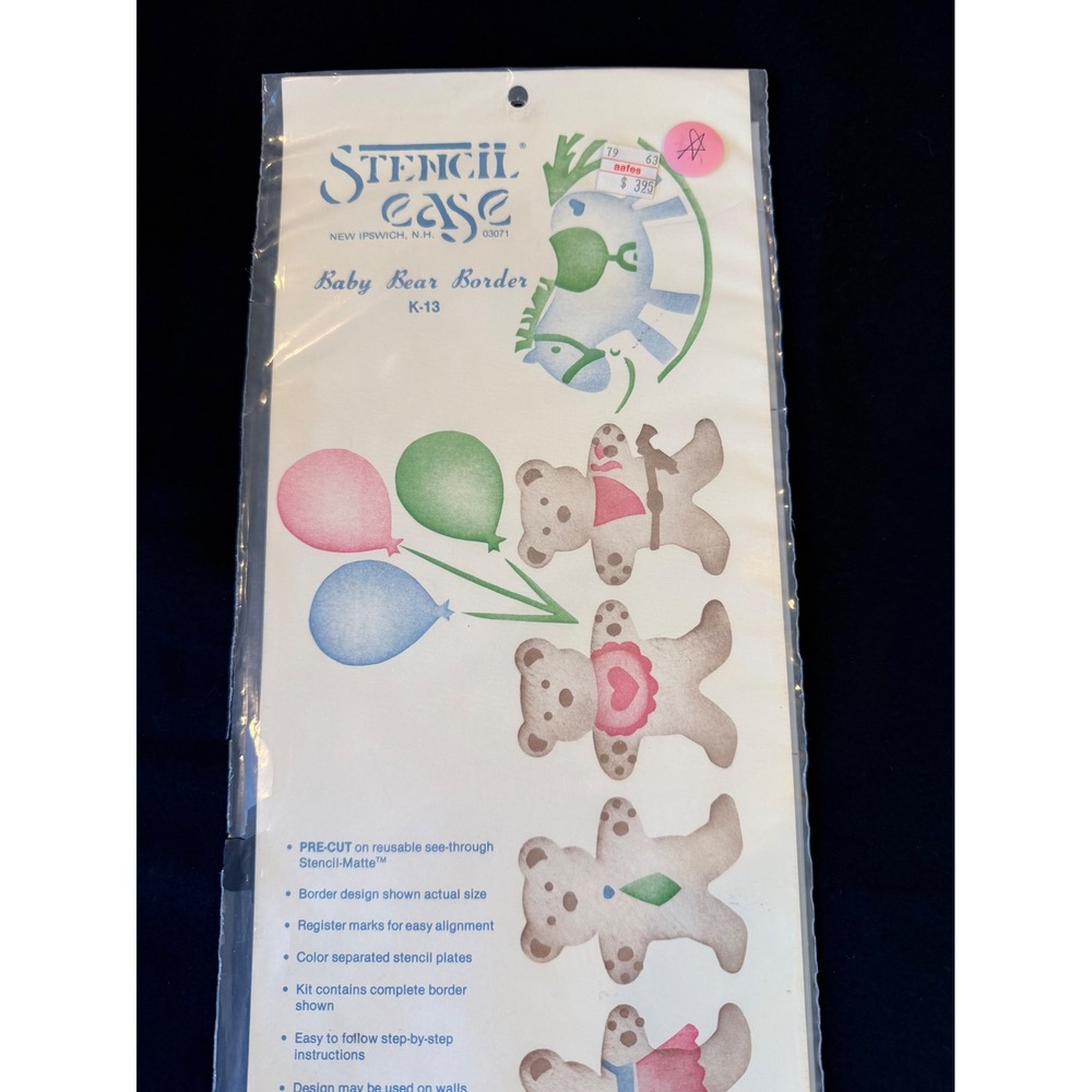 Baby Bear Border Stencil Ease Vintage K-13 Nursery Wall Stencil Kit Reusable New